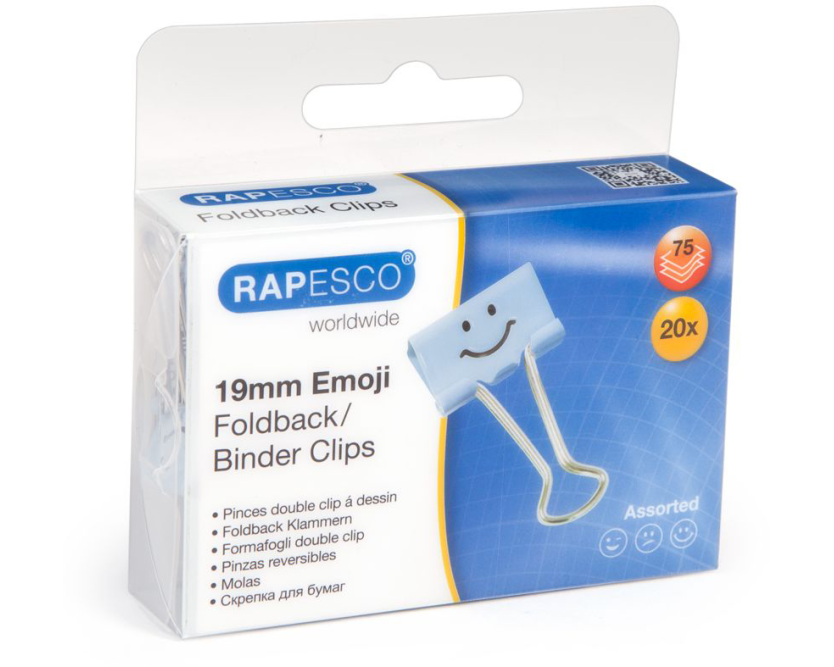 RAPESCO Foldback Clip Emoji 19mm 1350 hellblau 20 Stück