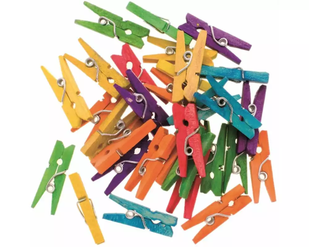 Glorex Holzkleinteile Wäscheklammern, farbig, 30 Stück