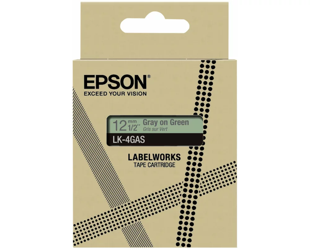 Epson Colour Tape Green/Grey, 12mm, 8m, LK-4GAS