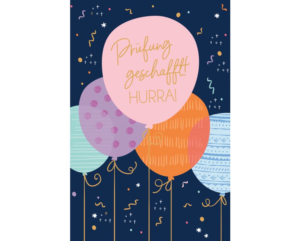ABC Glückwunschkarte Prüfung DE B6 52319 Farbige Ballons