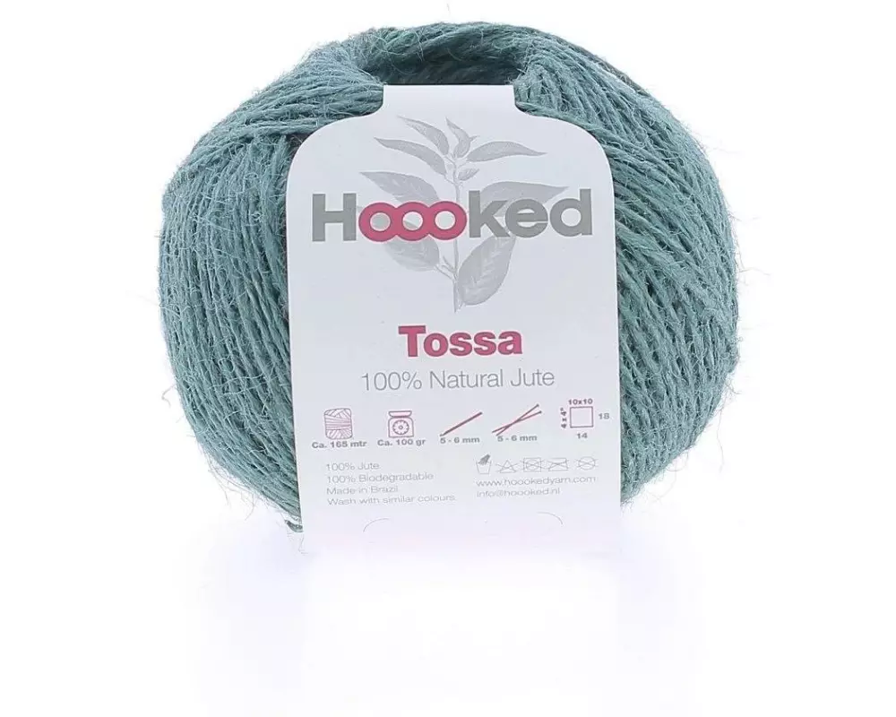 Hoooked Wolle Natur-Jute Tossa Petrol, 165 m