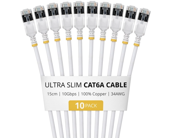 StarTech.com 6ASTP34WHS15CM10PK Netzwerkkabel Weiß 0,15 m Cat6a U/FTP (STP) Rund