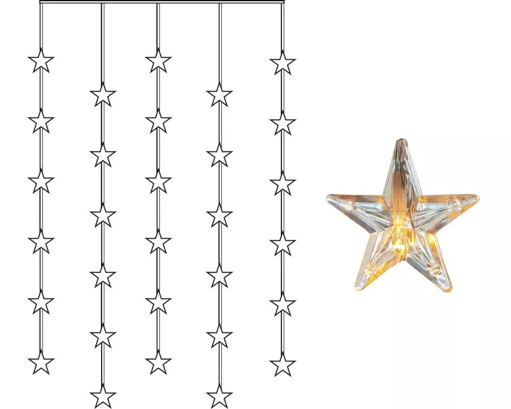 Star Trading LED-Lichtervorhang Sterne, Warmweiss, 30 LED