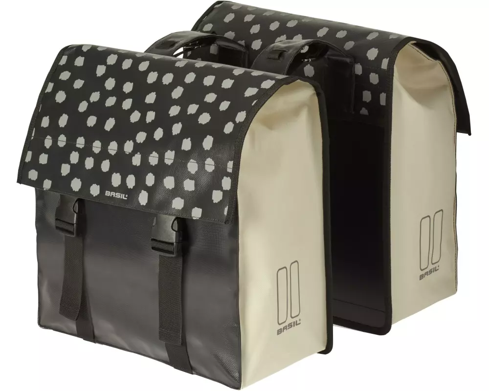 BASIL Doppelseitentasche Urban Load Schwarz reflective/Weiss