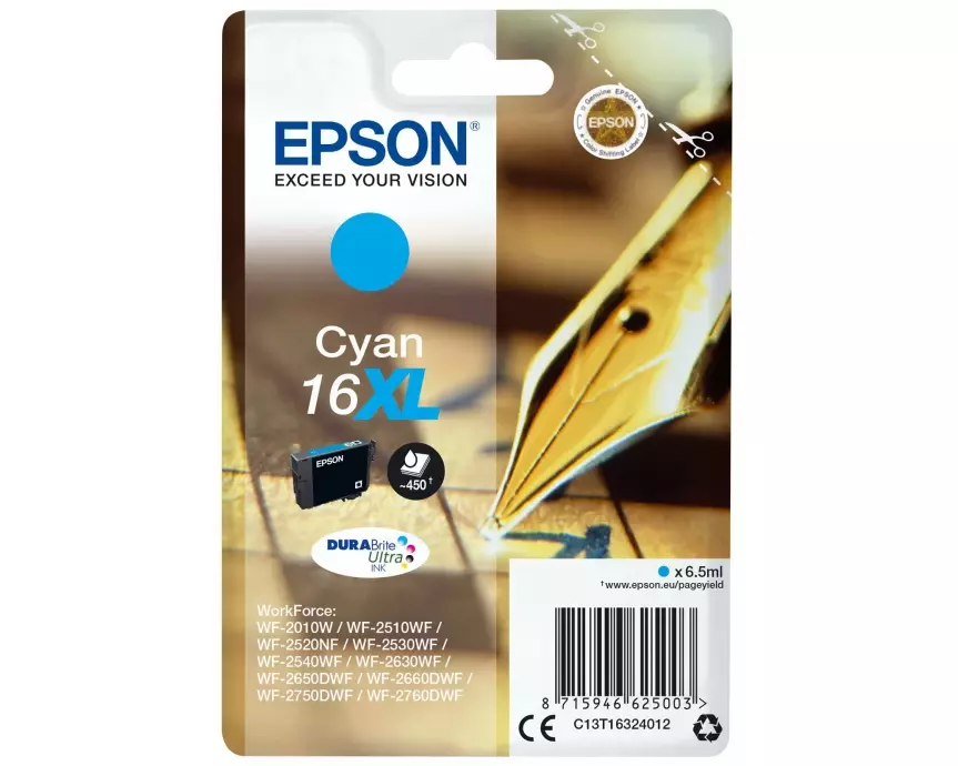 EPSON 16XL Ink cyan high Capacity 6.5ml 450 pages RF-AM blister