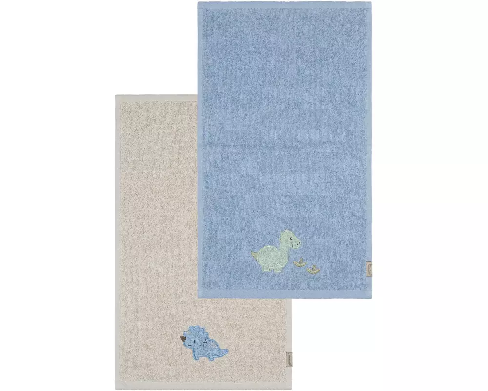 Sterntaler Kinderhandtuch 2er Set Dino Rexi Blau/Beige