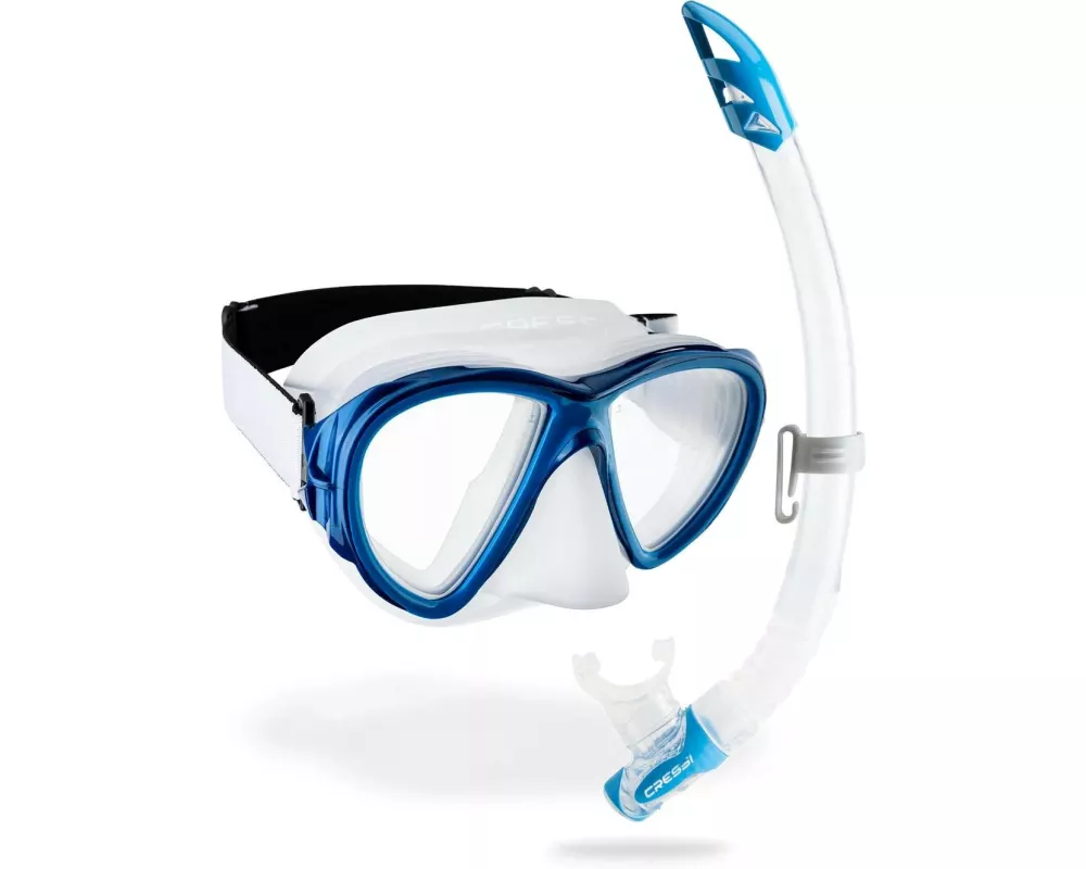 CRESSI Fiji + Gamma Schnorchel-Kombiset Klar/Blau