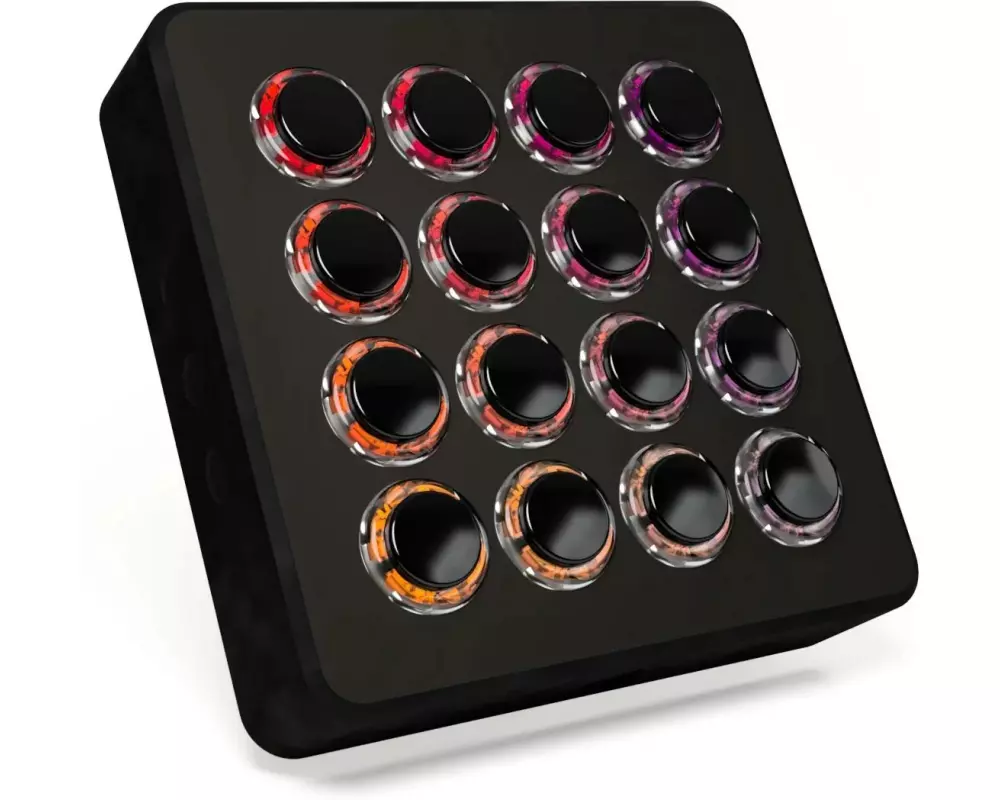 DJ Techtools Midi Fighter Spectra 16 Arcade-Tasten, Schwarz