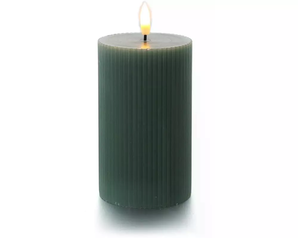 balthasar LED Zylinderkerze Rillen, Grün