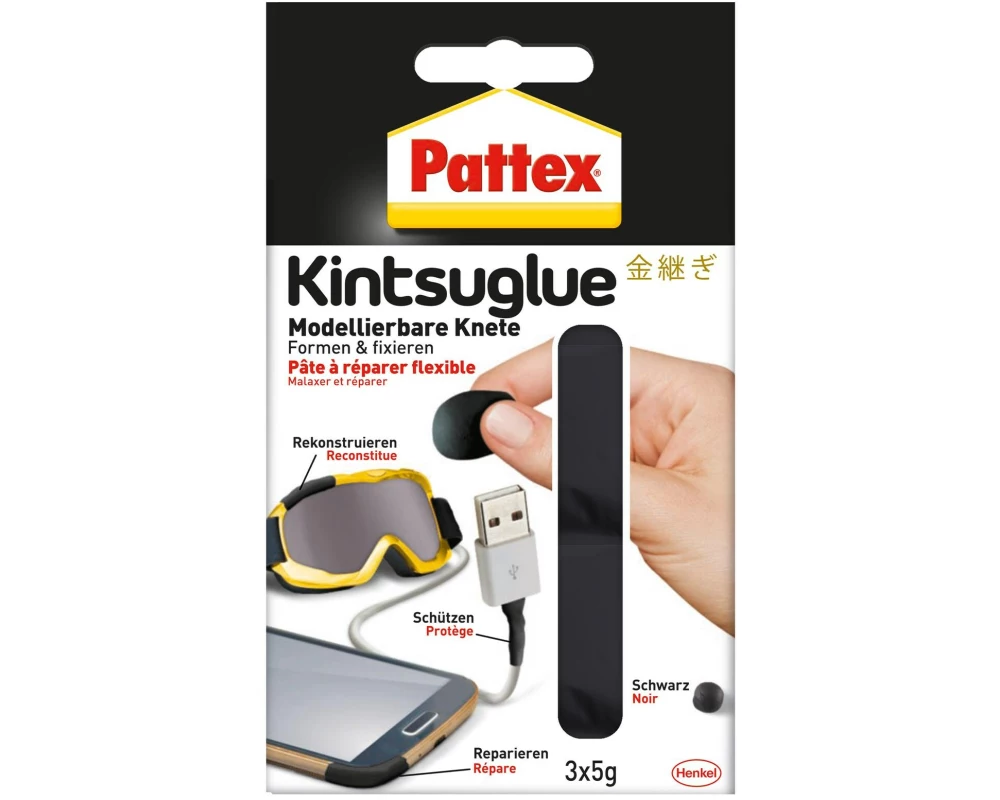 Pattex Klebeknete Kintsuglue 3 x 5 g, Schwarz
