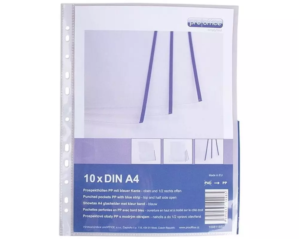 ProOffice Zeigetasche A4, Blau/Transparent, 10 Stück