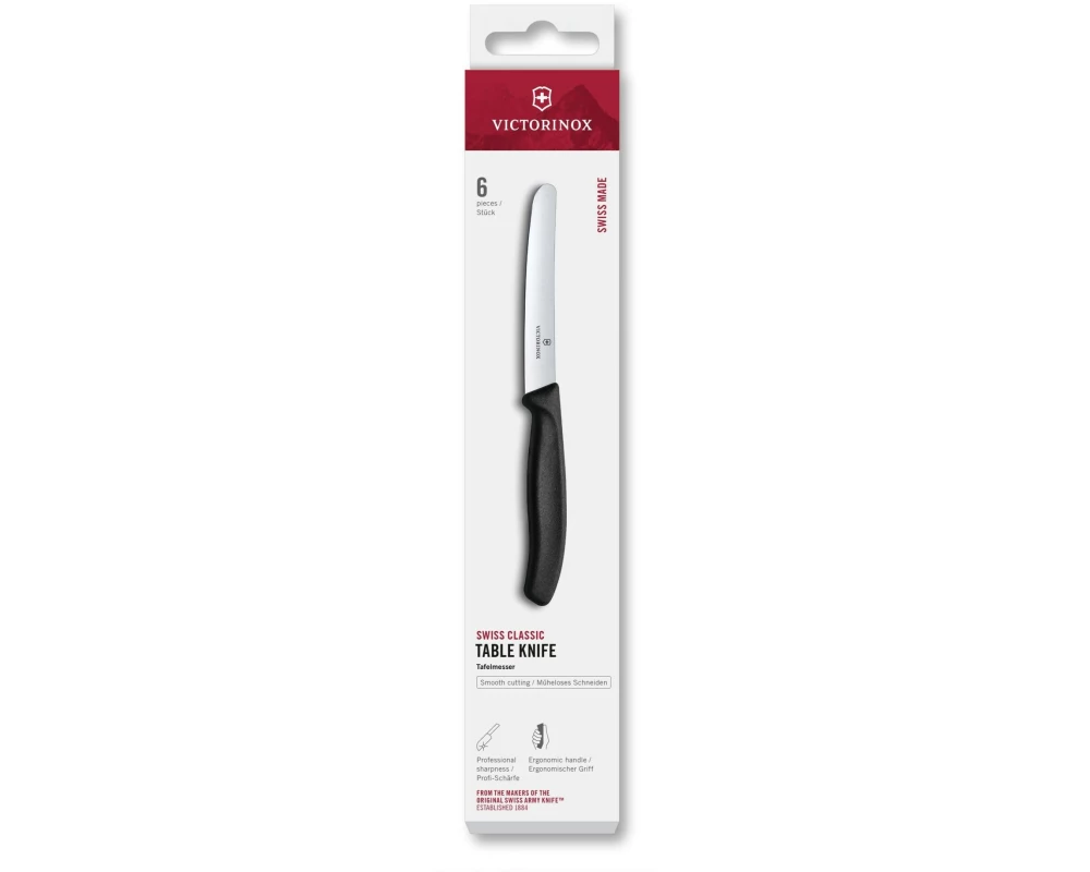 Victorinox Tafelmesser-Set Swiss Classic, Schwarz, 6 Stück