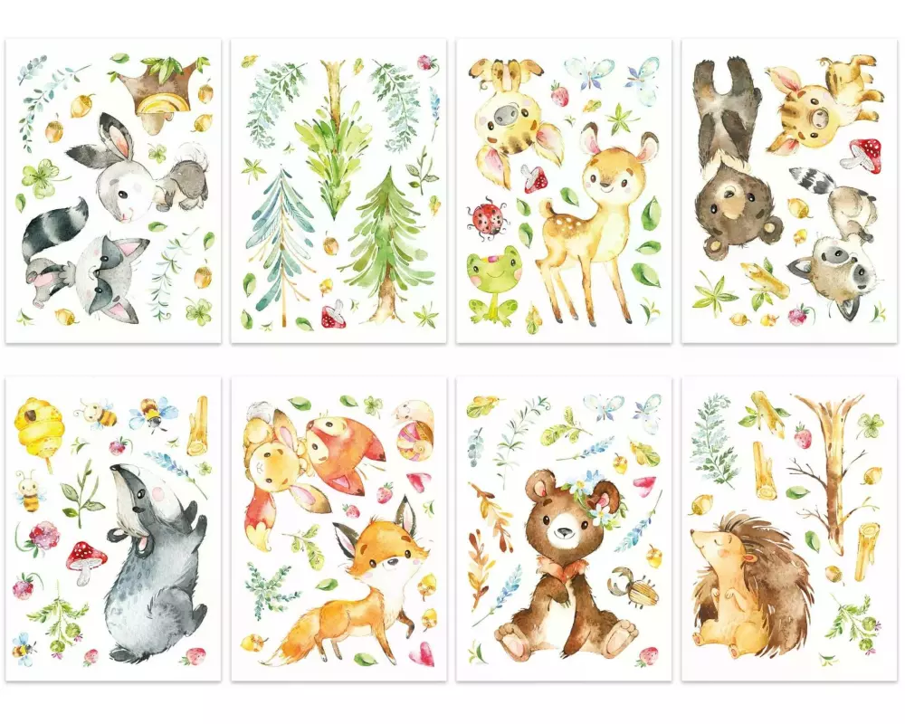 Papierdrachen Wandtattoo-Set Waldtiere