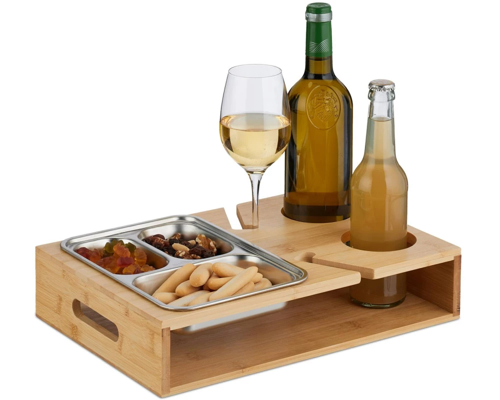 relaxdays Serviertablett Hellbraun/Silber