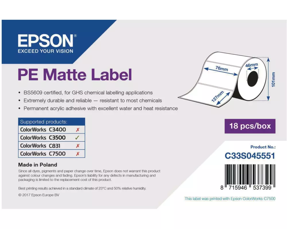 Epson Etikettenrolle 76 x 127 mm