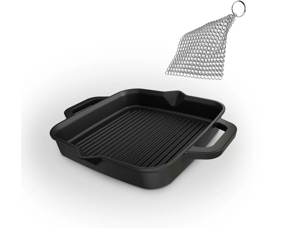 Gusskoenig Grillpfanne 26 cm mit Ringreiniger