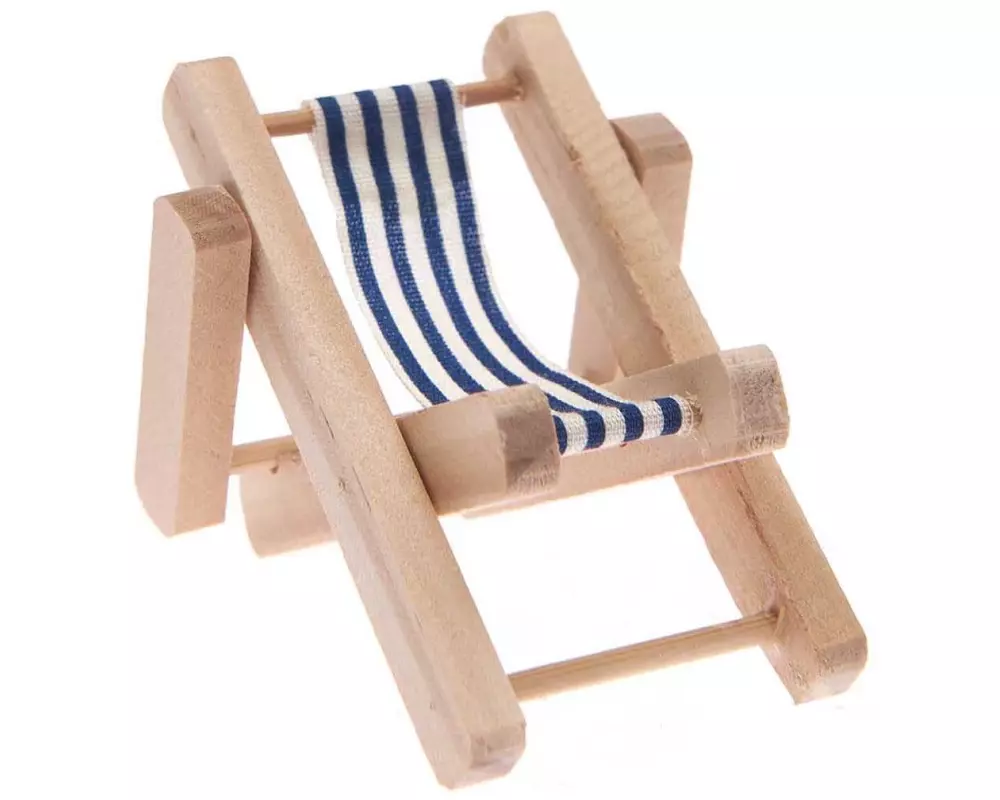 Rico Design Mini-Möbel Liegestuhl 4.5 x 7 cm 1 Stück, Blau/Weiss