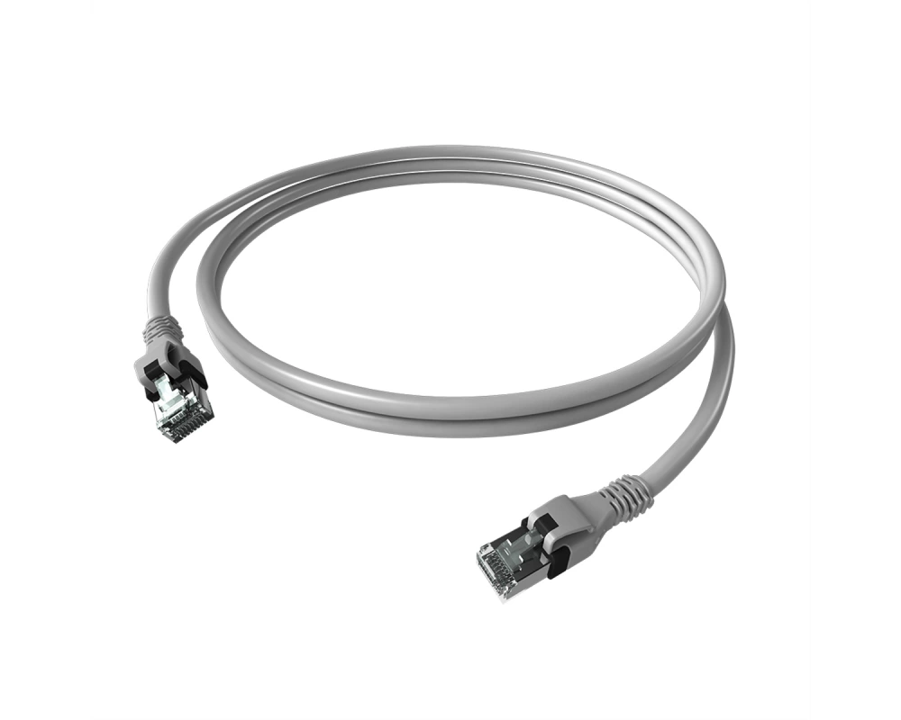EasyLan DualBoot PushPull IP20 Patchkabel, Cat.6A (Class EA), S/FTP, grau, 0,5 m