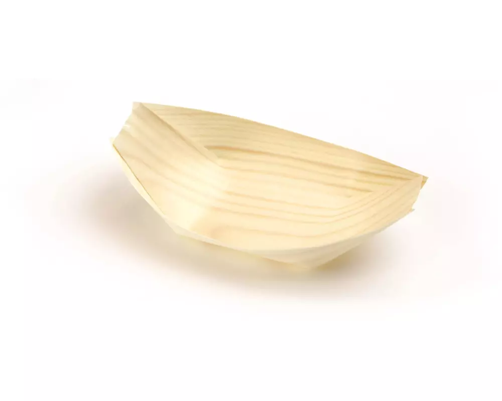 Sier Fingerfood-Schale Holzboot 8.5 x 17 cm, 50 Stück