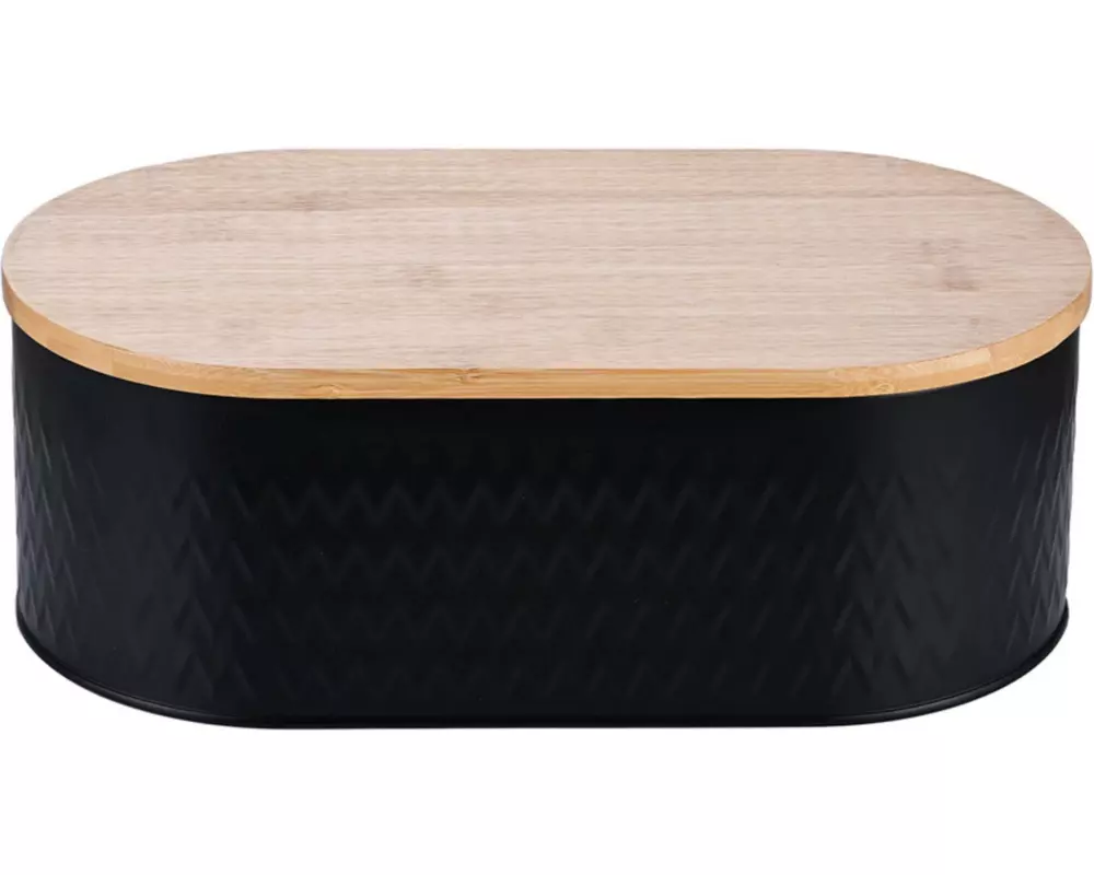 relaxdays Brotkasten mit Schneidebrett Schwarz/Braun