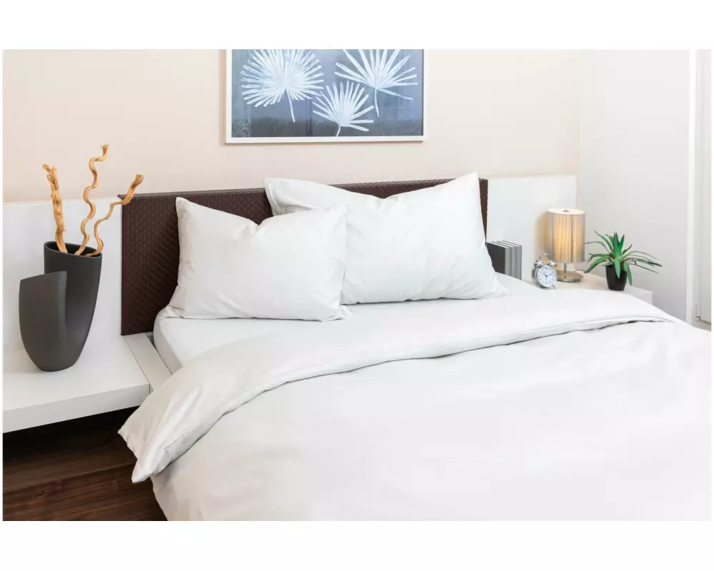 COCON Kopfkissenbezug Satin 50 x 70 cm, Hellgrau, 2 Stück