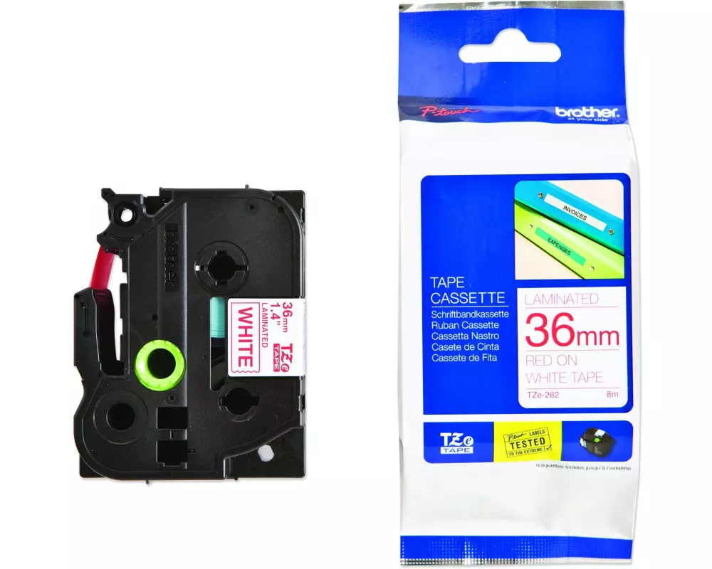 Brother Beschriftungsband TZE- 262 Rot auf Weiss