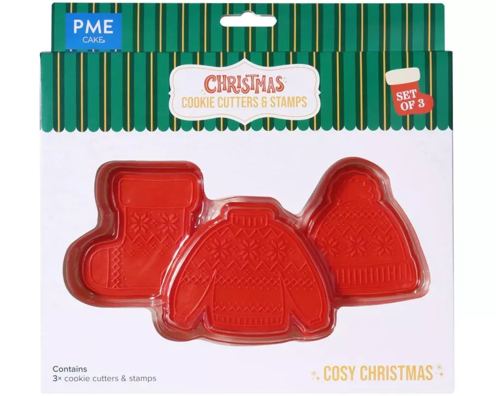 PME Cozy Christmas Ausstechformen Set Kunststoff Rot 3-teilig