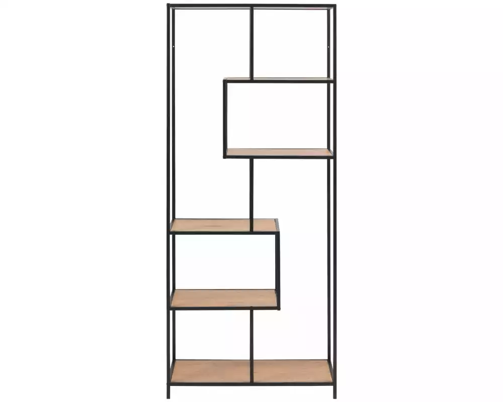 AC Design Regal Seaford 77 x 35 x 185cm, Schwarz/Braun