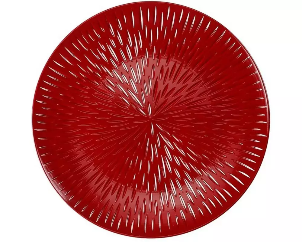 INGES CHRISTMAS DECOR Weihnachtsteller mit Strahlenmuster 33 cm, Rot