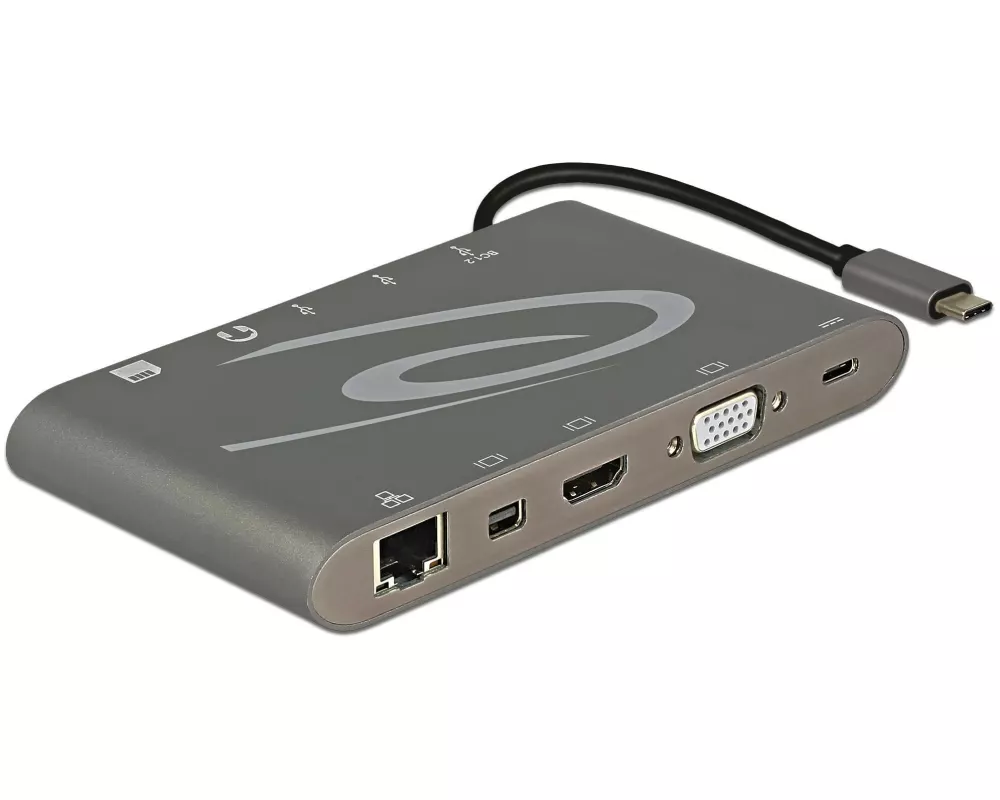 Delock Dockingstation USB 3.1 Typ-C – HDMI/MiniDP/VGA//SD