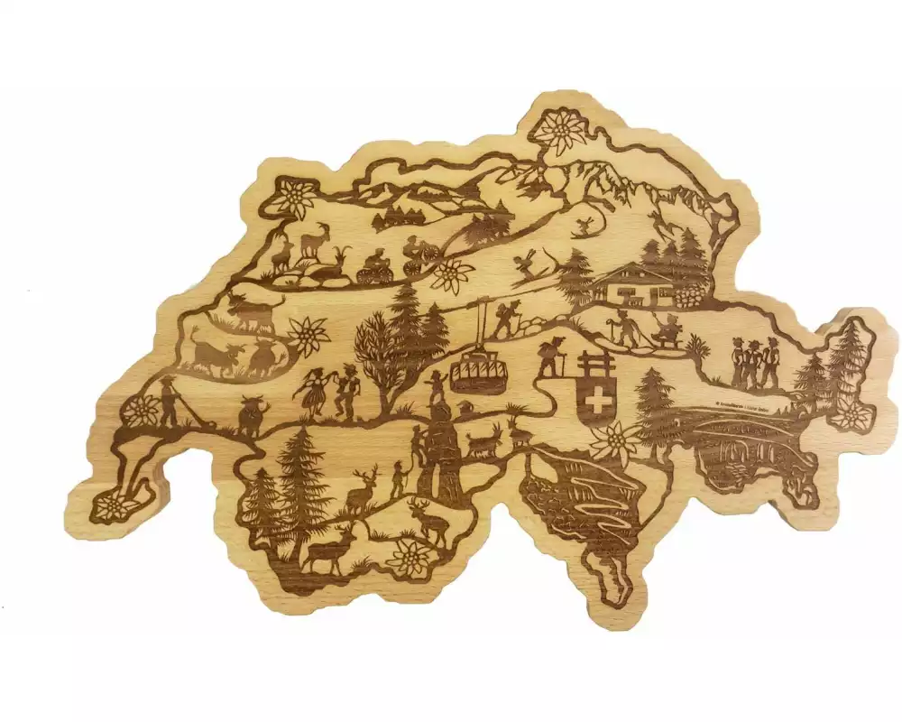 Trendform Servierplatte Swiss Map Braun