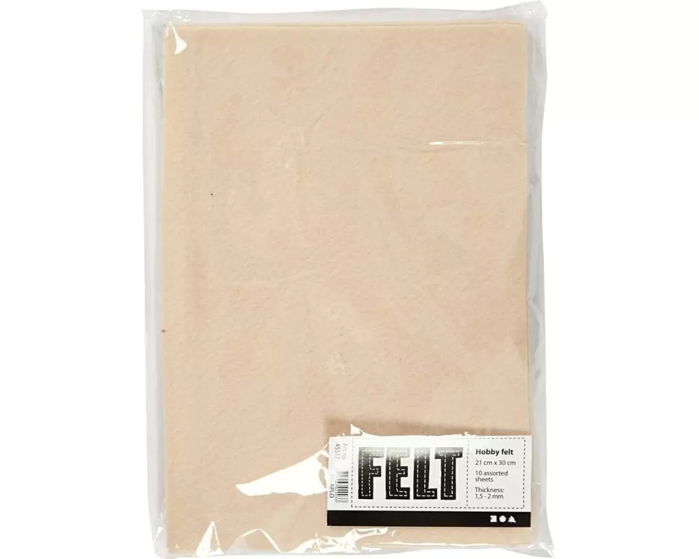 Creativ Company Bastelfilz 1.5 - 2 mm, A4, 10 Blatt, Hellbeige