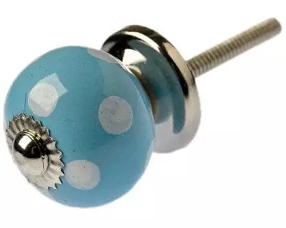 Tranquillo Möbelgriff handgemacht, Ø 2.7 cm, Hellblau/Silber