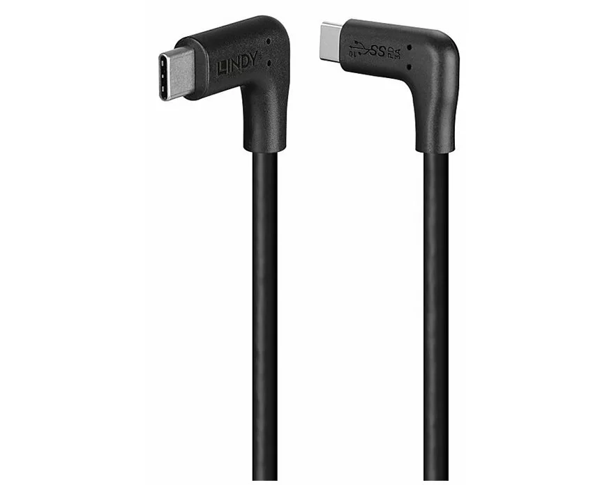 LINDY 1.5m USB 3.2 Type C Cable, 2 x 90, Right Angle