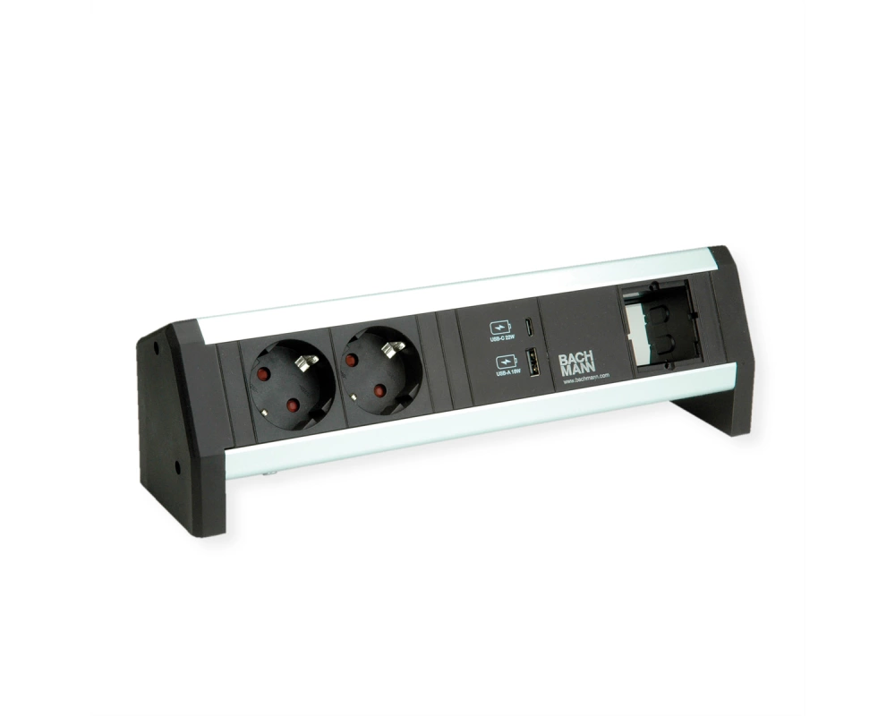 BACHMANN DESK 2xSchutzkontakt USB A&C, USB Charger 22W 1xABD GST18