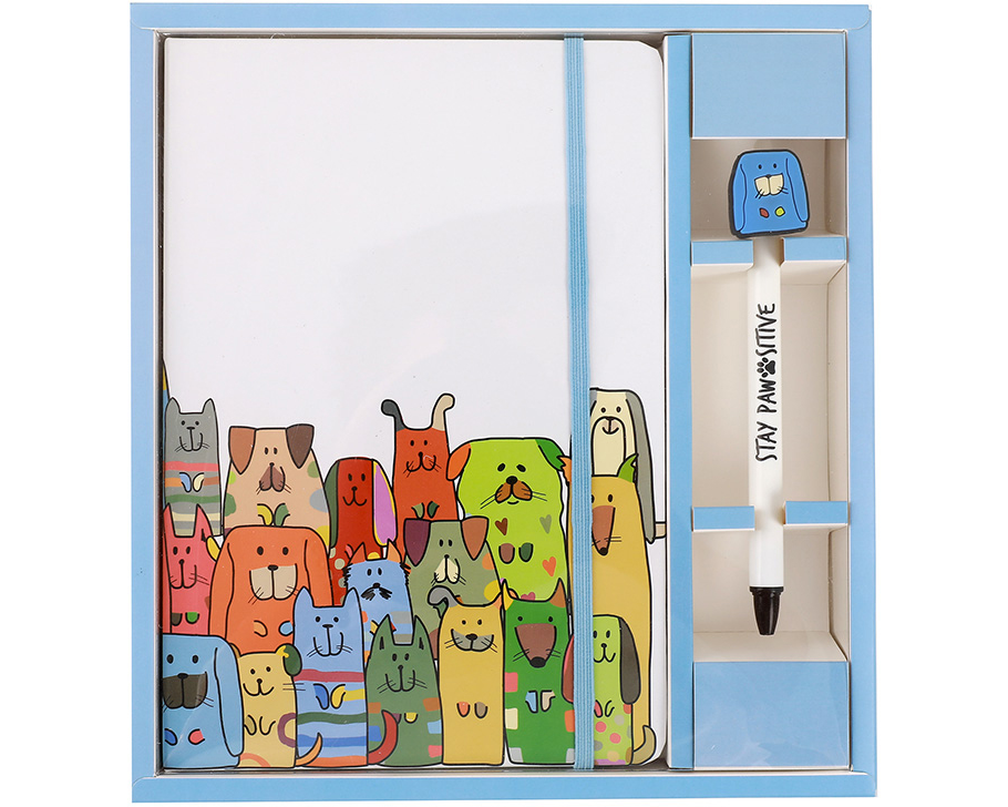 ROOST Set Notizbuch und Stift XL2159 Stay Pawsitive