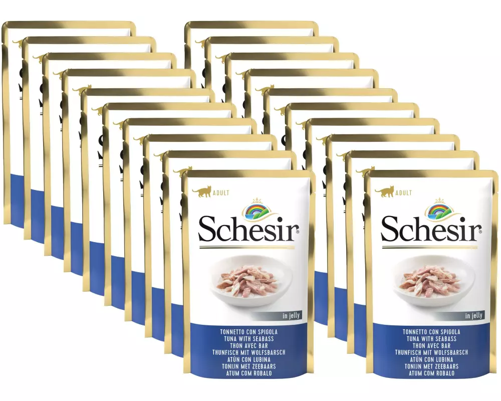 Schesir Nassfutter Thunfisch & Wolfsbarsch in Gelée, 20 x 85 g