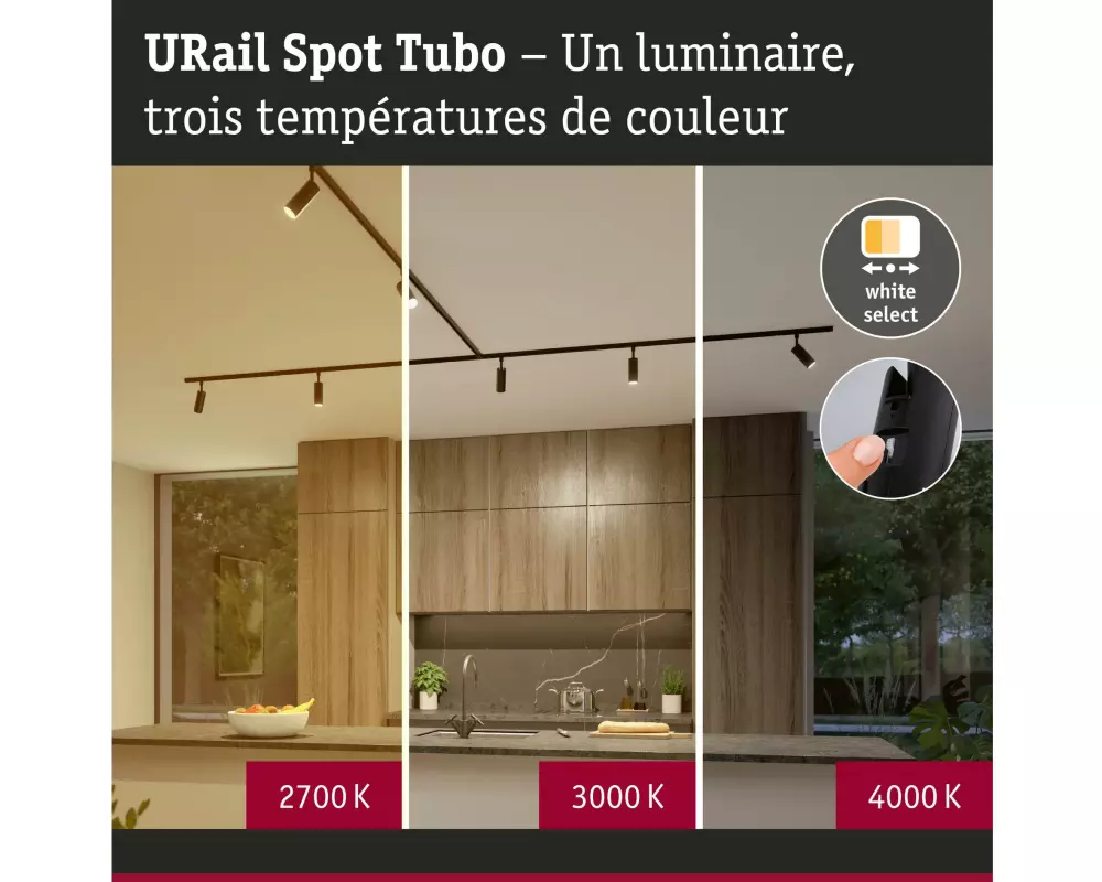 Paulmann URail Schienenspot Tubo Einzelspot Schwarz 3-Step-Dim