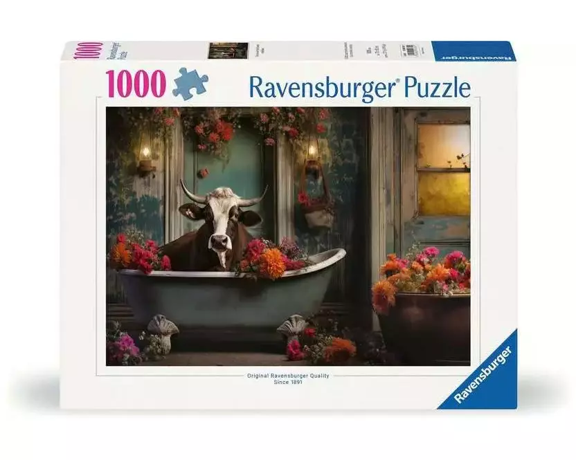 Ravensburger Puzzle The cow in the bathtub 1000 Teile