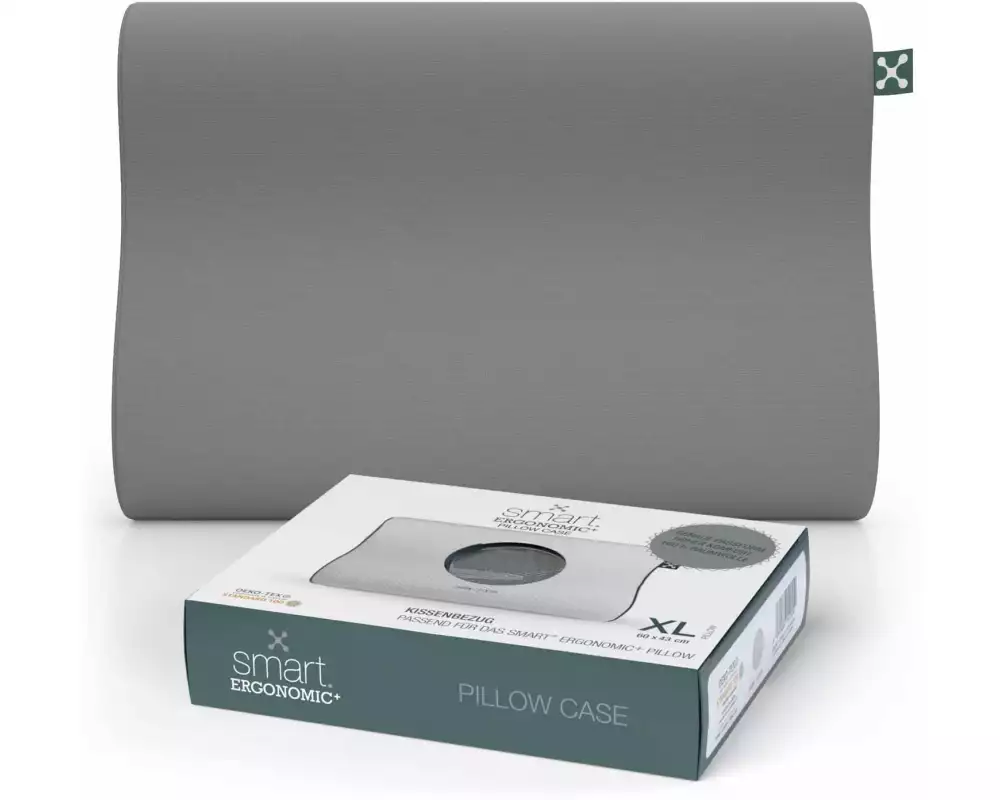 Smartsleep Kopfkissenbezug Ergonomic + XL 60 x 43 x 12 cm, Grau