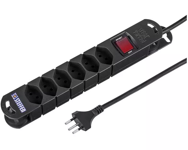 STEFFEN Steckdosenleiste TIDE 6 x T13 3m Schwarz