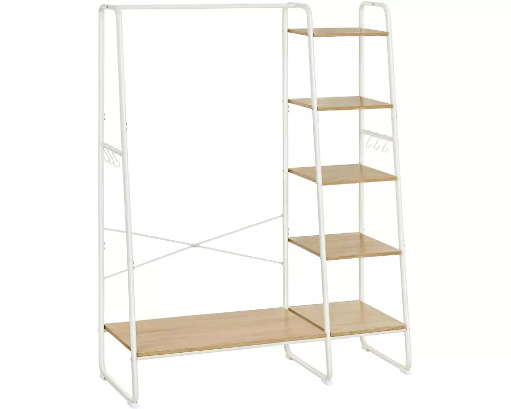 VASAGLE Garderobe 45 x 120 x 160 cm, Nature/Weiss