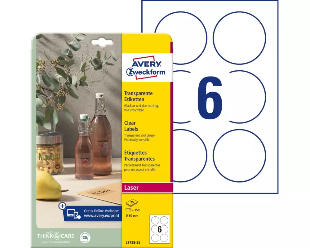 Avery Zweckform Runde Etiketten Ø 80 mm, 25 Blatt
