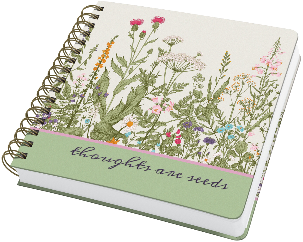 Jolie Spiral-Notizbuch Wild Herbs, 23.4 x 21.5 cm, Dot, Grün/Weiss