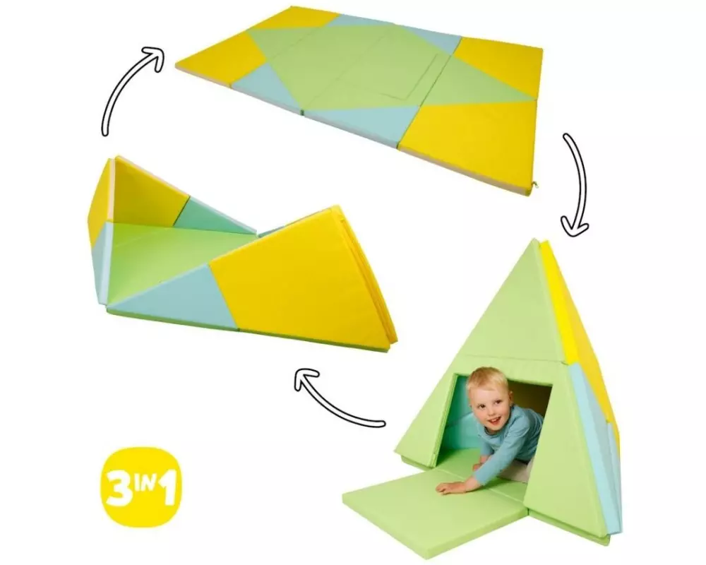alldoro Spielmatte 3-in-1 faltbar zu Tipi-Zelt und Boot 182 x 105 cm