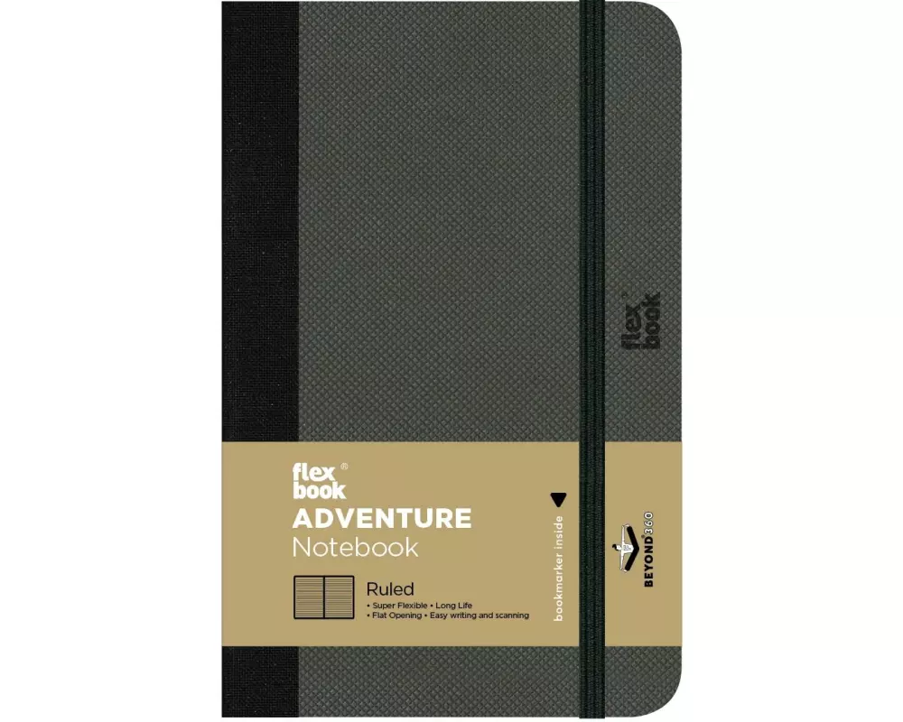 Flexbook Adventure Notebook 9 x 14 cm, Liniert, Off-Black
