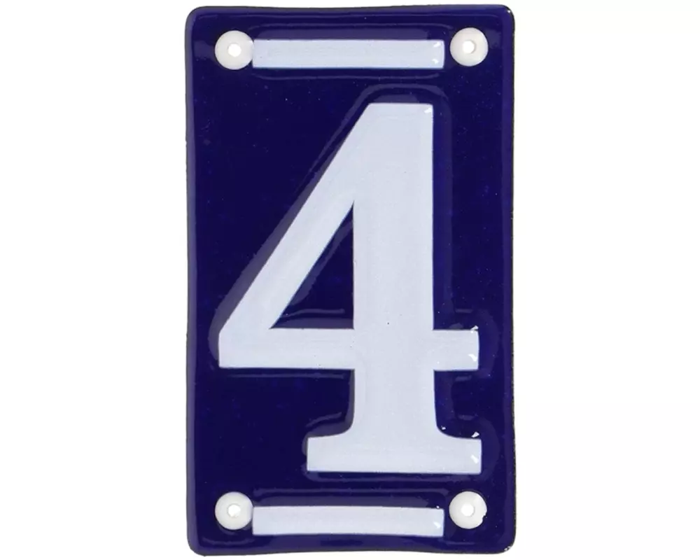 Esschert Design Hausnummer 4 7 cm, Blau/Weiss