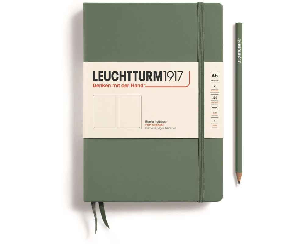 Leuchtturm Notizbuch Medium A5, Blanko, Olivgrün