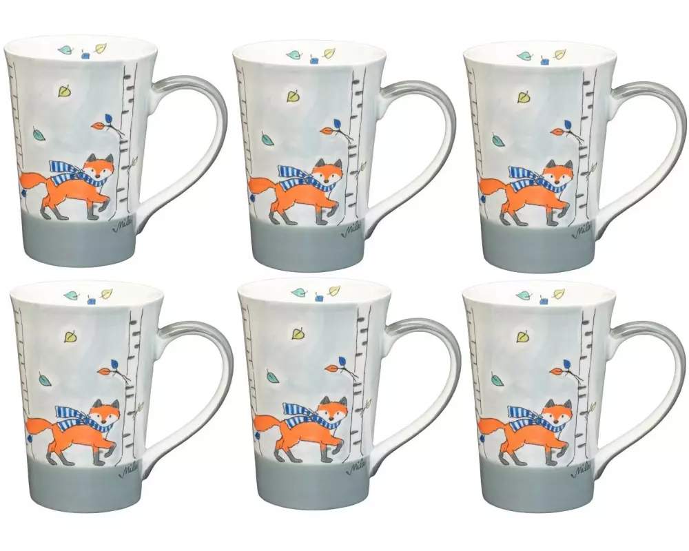 Mila Teetasse Scandic Fuchs 350 ml, 6 Stück, Hellgrau