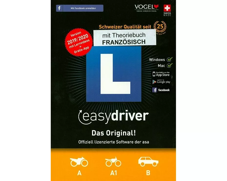easydriver. Version 2019. Kategorie A und B. CD-ROM mit Theoriebuch Französisch